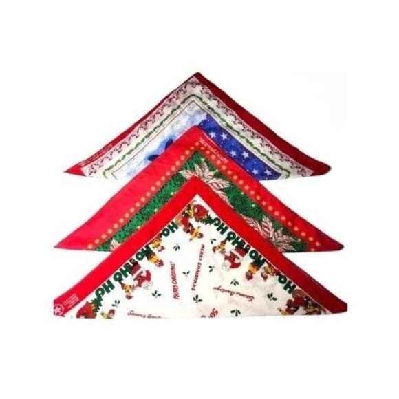 Vintage Christmas Bandana Hankie Lot of 3 USA Made Square 21" Santa Claus - Picture 12 of 12